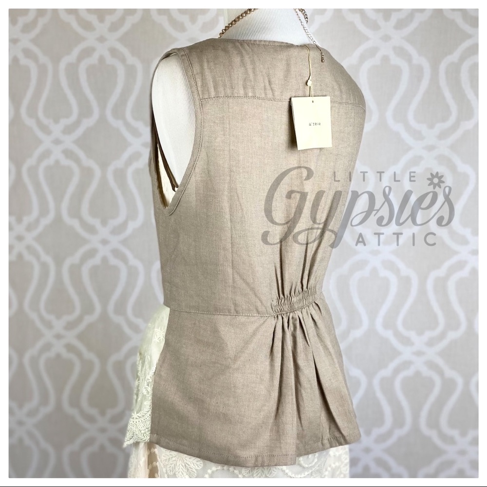 A’reve Peplum Lace Layered Tunic Vest Style Top - Picture 4 of 14